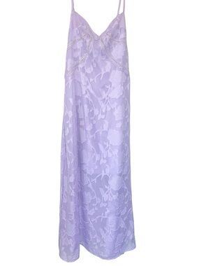 Lavender Floral Jacquard Lace Up Back Midi Dress Wedding Guest M
